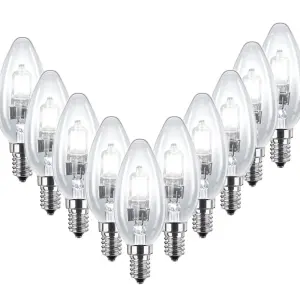 10 x Status 20W-40W SES E14 Clear Halogen Candle Light Bulbs