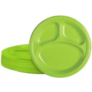 Amscan Plastic Divided Plate (Pack Of 20) Kiwi Green (One Size)