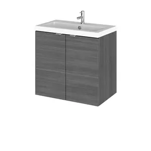 Fusion 600mm Wall Mount Vanity Unit Anthracite Woodgrain