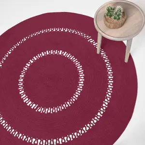 Homescapes Plum Crochet Braided Rug 150cm Round