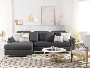 Right-Hand Corner Sofa OSLO Dark Grey Fabric Right Hand