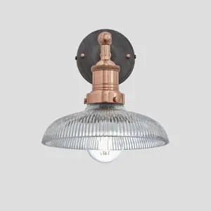 Industville Brooklyn Glass Dome Wall Light, 8 Inch, Copper Holder