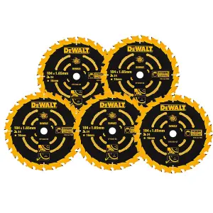 5 x Dewalt DT10302 Circular Saw Blades 184 x 16 x 24T Extreme Framing DWE560