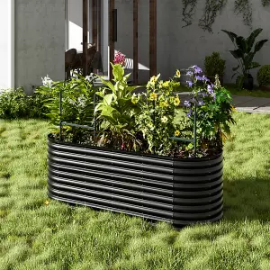 Anthracite Oval Garden Three-grid Metal Raised Bed Galvanized Raised Planter Box Outdoor Raised Garden Bed Kit