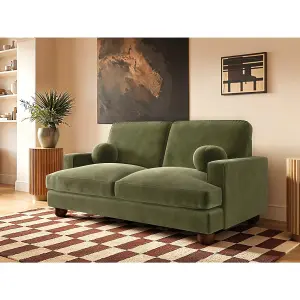 Solace+Co Addison 2 Seater Velvet Sofa - Khaki Green