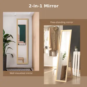 Costway Full-length Wood Frame Mirror Freestanding/Wall Mounted Mirror for Cloakroom