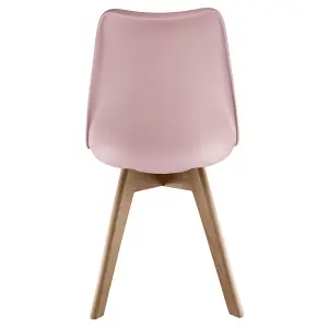 Soho Blush Pink Plastic Dining Chair with Squared Light Wood Legs