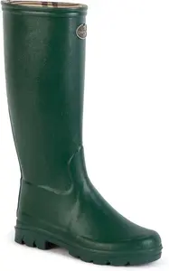 Ladies Le Chameau Cotton Lined Welly - Green