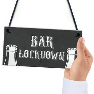 Red Ocean Novelty Lockdown Bar Sign Funny Home Bar Decor Sign Man Cave Garden Signs