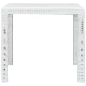 Berkfield Garden Table White 79x79x72 cm Plastic Rattan Look