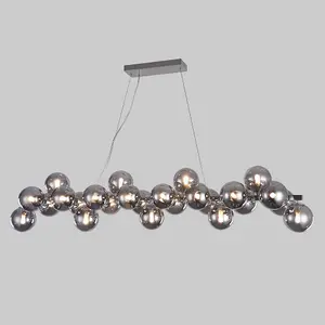 Luminosa Modern Hanging Pendant Chrome 25 Light  with Smoky Shade, G9