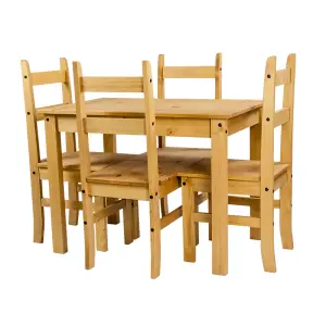 Mercers Furniture Corona Budget Dining Set Table & 4 Chairs Solid Pine Mexican Styling