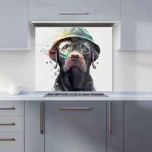 Splashart Labrador Retriever Dog  Premium Glass Kitchen Splashback W600mm x H750mm