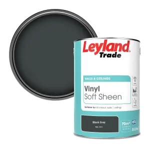 Leyland Trade Vinyl Soft Sheen Walls & Ceilings Emulsion Paint Black Grey (RAL 7021) - 5L