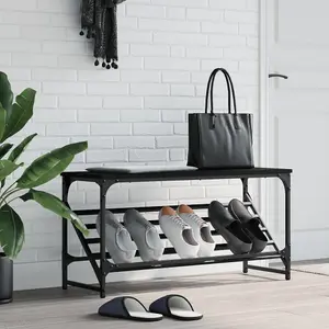 Shoe Rack Black 90x30x45 cm Engineered Wood