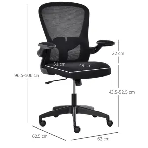 Vinsetto Mesh Home Office Chair Swivel Task Chair w/ Lumbar Support, Arm, Black