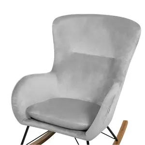 Rocking Chair ELLAN Velvet Light Grey