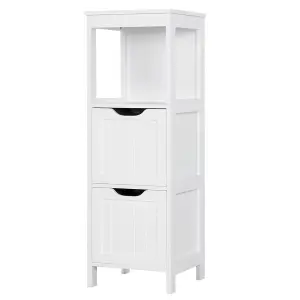 Yaheetech White Bathroom Cabinet 2 Hideaway Drawers 1 Shelf Storage