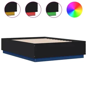 Berkfield Bed Frame with LED without Mattress Black 135x190 cm Double