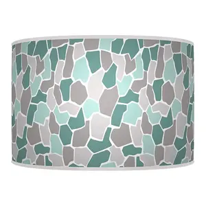 Handmade Lampshade Light Shade - Giclee Printed Fabric - Teal Grey Pebble ID003 - For Table or Floor - Size 20" (50 x 26cm)