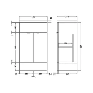 Ceramic 500mm Free-Standing Single Vanity Unit Gloss White