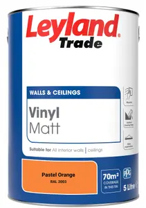 Leyland Trade Vinyl Matt Walls & Ceilings Emulsion Paint Pastel Orange (RAL 2003) 5L