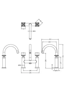 Connect Bath Filler Tap with Crosshead Handles - Brushed Brass - Balterley