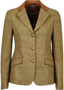 Dublin Womens Albany Tweed Suede Collar Tailored Jacket, Brown / 10