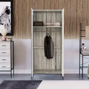 Vida Designs Brooklyn Grey 2 Door Wardrobe (H)1800mm (W)830mm (D)520mm