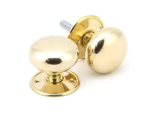 From The Anvil Polished Brass 57mm Mushroom Mortice/Rim Knob Set