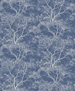 Holden Decor Whispering Trees Dark Blue Allover Tree Textured Wallpaper