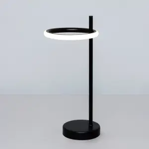 Inlight Belle Round Matt Black Integrated LED Table lamp