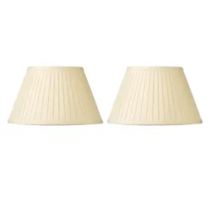 First Choice Lighting Set of 2 Pleated 45cm Cream Faux Silk Shades for Table or Floor Lamp