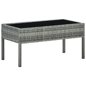 Berkfield Garden Table Grey 75x40x37 cm Poly Rattan