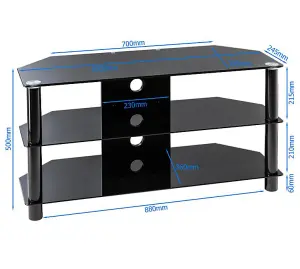 Essentials TV-Stand with 3 Shelves Black Glass ESS1000/3-BLK