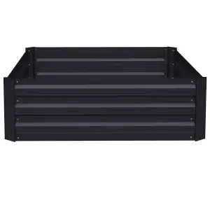 120cm W x 90cm D Galvanized Rectangular Raised Garden Bed Planter Box in Black