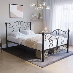 Vida Designs Chicago Black 4ft Small Double Metal Bed Frame