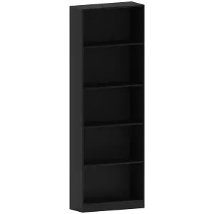 Vida Designs Cambridge Black 5 Tier Extra Large Bookcase Freestanding Shelving Unit (H)1750mm (W)600mm (D)240mm