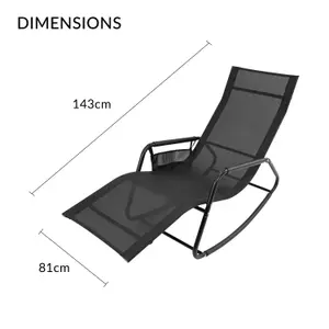 GardenKraft Outdoor Rocking Sun Loungers - Black Colour with Side Bag