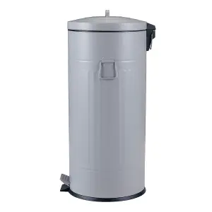 30L Retro Steel Waste Rubbish Kitchen Pedal Bin Light Grey