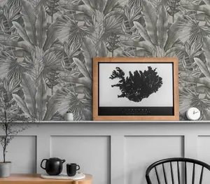 Galerie Welcome Home Silver Grey Tropical Leaves Wallpaper