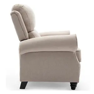 Duxford Fabric Pushback Recliner Armchair Sofa Occasional Chair Cinema (Beige)