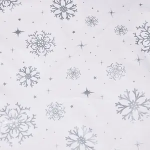 Celebright Festive Christmas PVC Tablecloth - 52x90in - Silver Blizzard