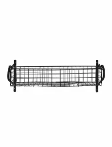 Wall Mounted Hanging Basket Shelf Powder Coated Steel Metal Rack Storage Shelving Bathroom Study H12 x W53 x D18.5cm)