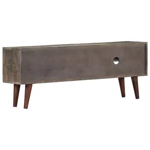 Berkfield TV Cabinet Grey 130x30x46 cm Solid Rough Mango Wood