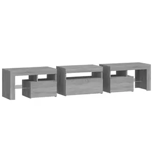 Berkfield TV Cabinet with LED Lights Grey Sonoma 200x36.5x40 cm