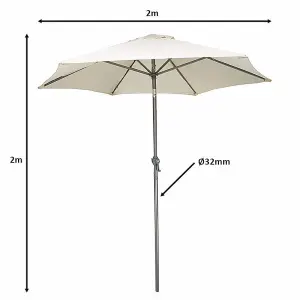 2M Garden Crank & Tilt Cream Parasol