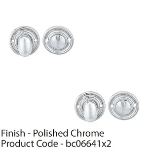 2 PACK - Reeded Design Thumbturn Lock And Release Handle 42mm Dia Polished Chrome