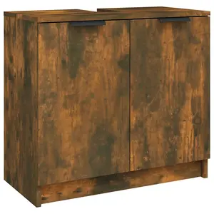 Berkfield 3 Piece Bathroom Cabinet Set Smoked Oak Engineered Wood