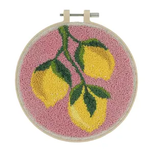 P/NEEDLE LEMONS - Punch Needle Kit: Floss and Hoop: Lemons - Trimits